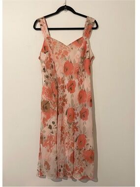 Dressbarn Woman Pink Floral Flower Print Sleeveless Dress Spring Summer Size 18
